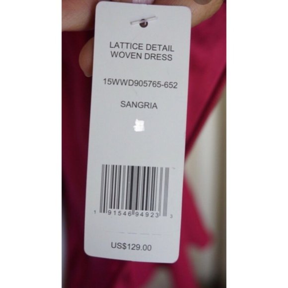 BEBE ‘Lattice Detail Woven Dress’ Flutter Sleeve ii - Picture 8 of 8